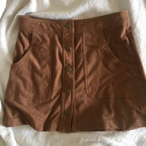 Suede button up skirt